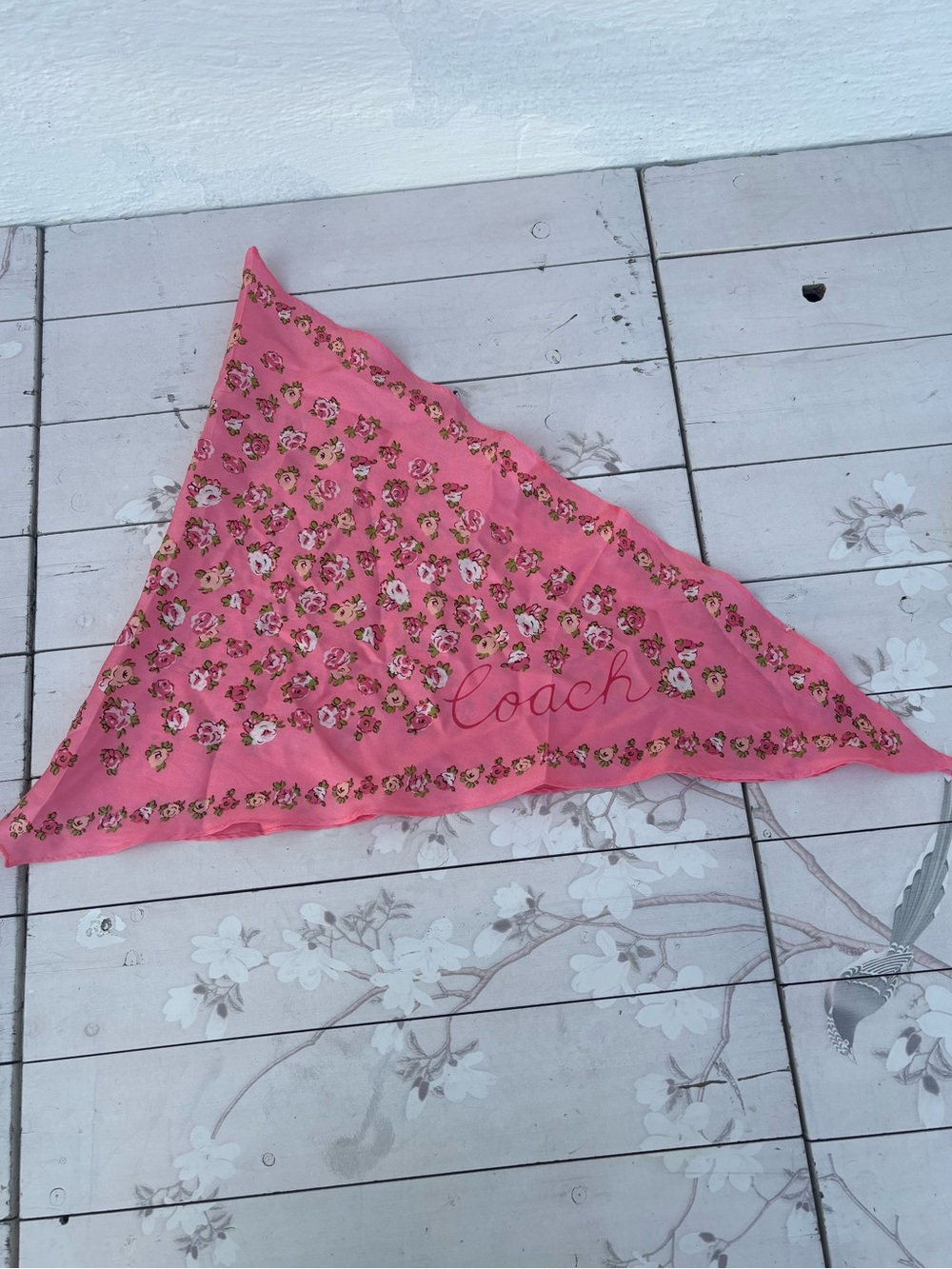 Coach Pink Floral Scarf